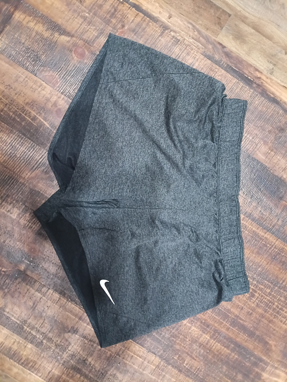 Nike Charcoal Gray Athletic Shorts with White Swoosh